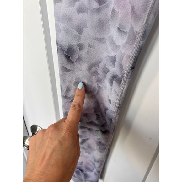 Athleta Girl High Rise Printed Chit Chat Leggings Workout Gray Lavender ‎ L/12 - Picture 6 of 10